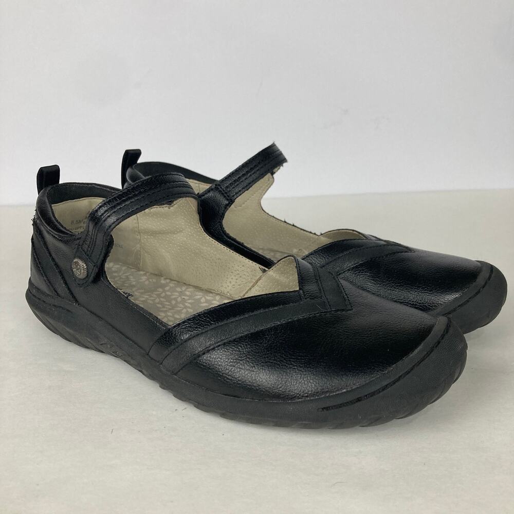 JBU Women's Black Raven Leather Round-Toe Mary Jane Flats Shoes Size 8.5M